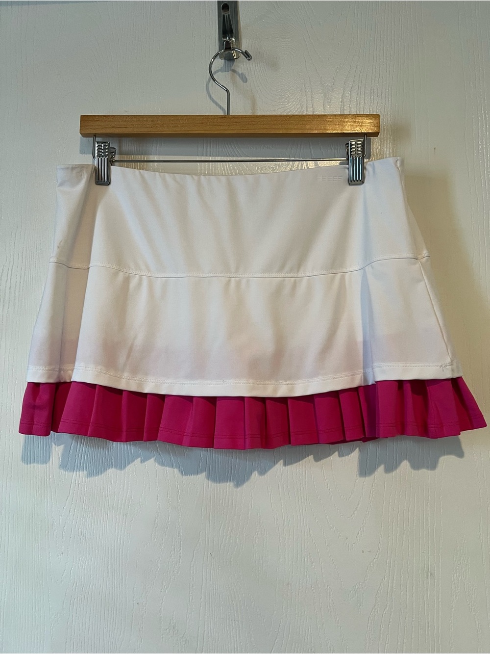 Lucky In Love White Pink Pleated Tennis Golf Pickleball Skirt Women Size Large